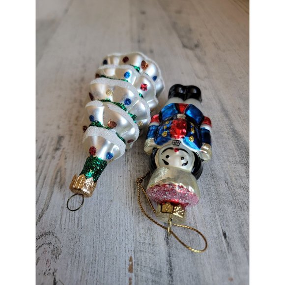 Nutcracker Christmas tree blown glass ornament set light unique - Picture 3 of 5